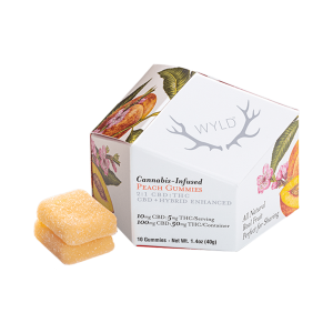 WYLD 2:1 CBD PEACH GUMMIES 100MG HYBRID