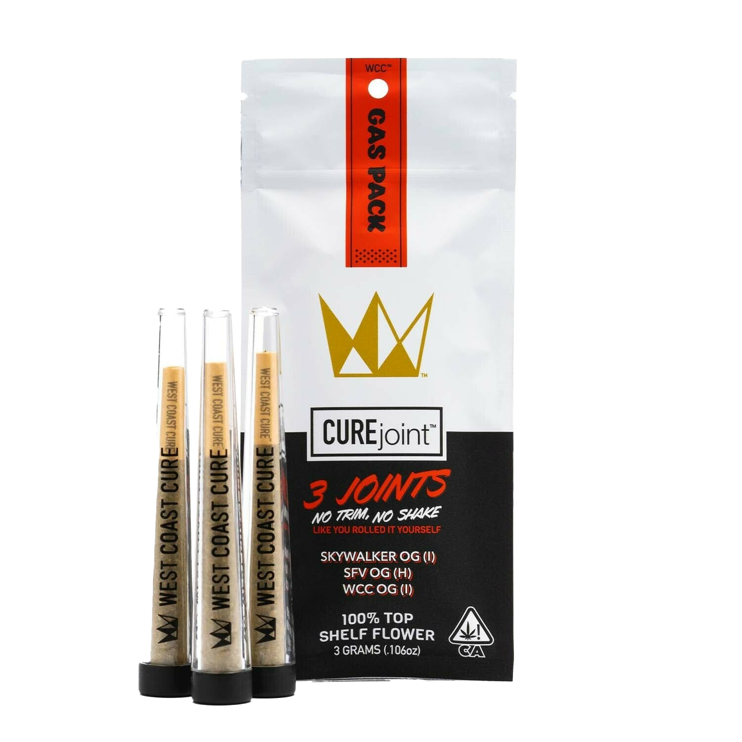 GAS PACK (I/I/H) – CUREjoint – 3PK – WEST COAST CURE PRE ROLLS