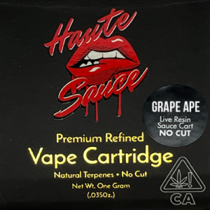 HAUTE SAUCE LIVE RESIN CARTRIDGE 1 GRAM - GRAPE APE (INDICA HYBRID)
